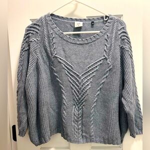 Cabi Oversized Cropped Cable Knit Sweater